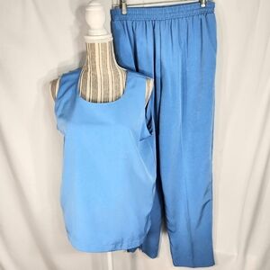 Vintage Sea Suns Blue Sleeveless Top 2-Piece Pants Set Size Petite Medium
